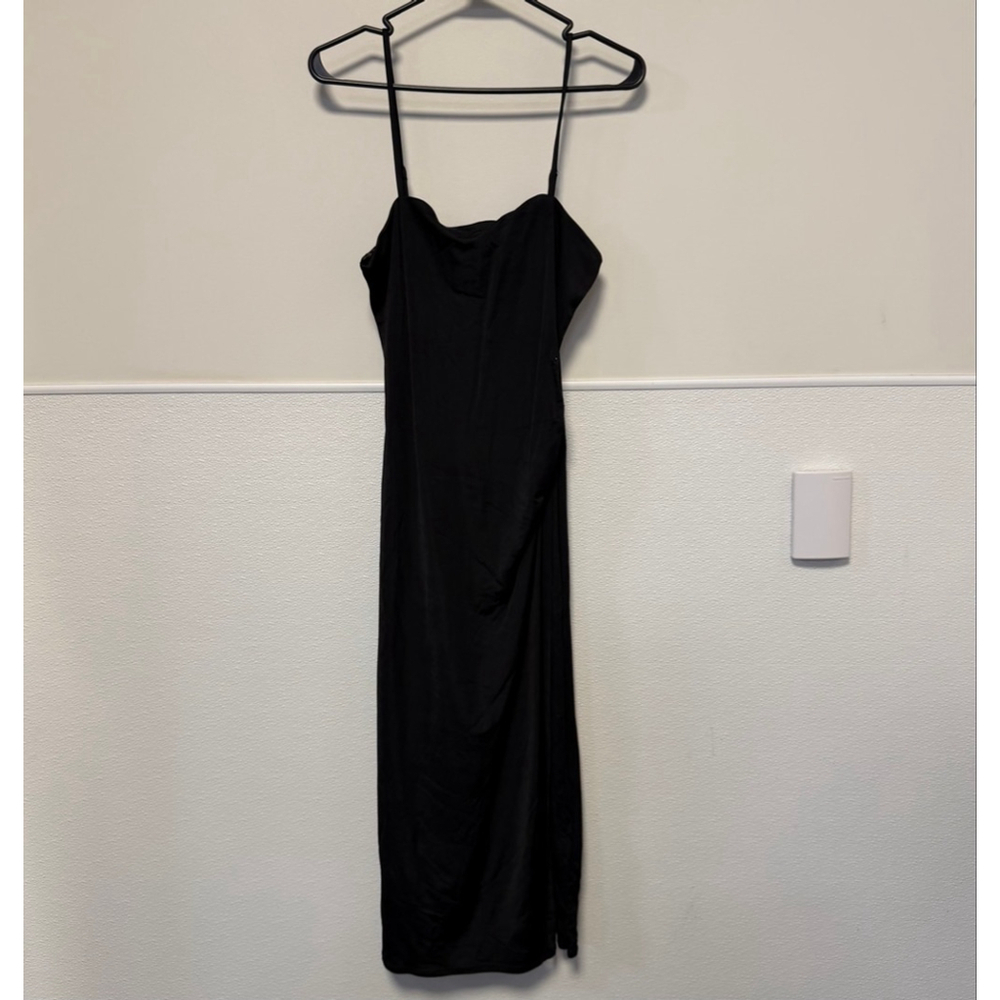 Armani Exchange Black Square-Neck Midi Dress Large New NWT MSRP $140 long split - Picture 8 of 15
